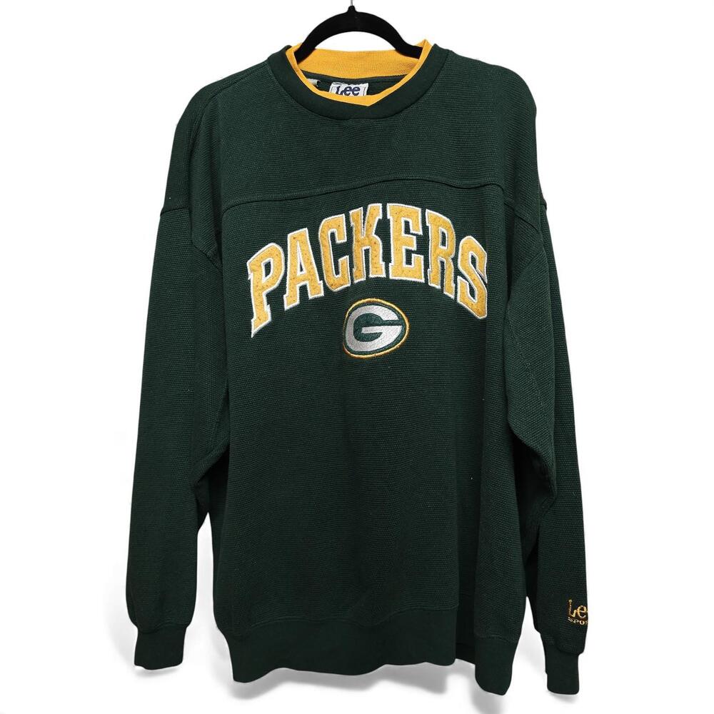 Lee Sport Green‎ Bay Packers Crewneck Sweatshirt Mens XL Embroidered Logo